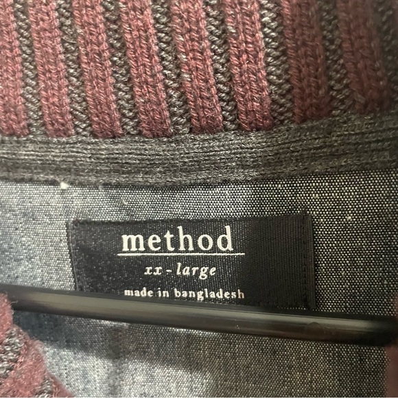 Men's Cable Knit Sweater - Burgundy XXL Cowl Neck Long Winter Medium/ Heavy - Picture 4 of 5